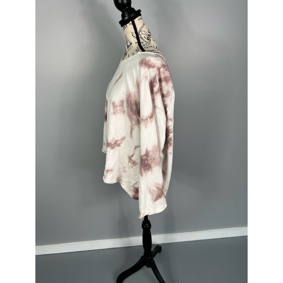 White and purple tie dye rolled raw hem long sleeve sweater - Picture 9 of 9